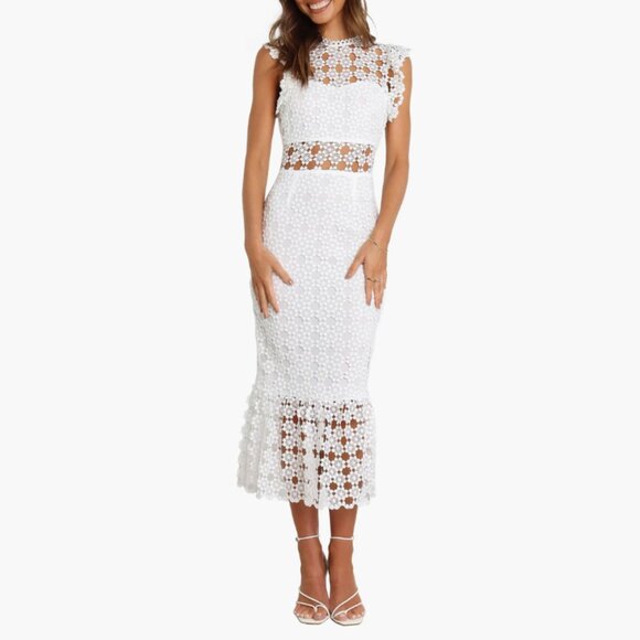 Pedal & Pup White Lauren Lace Overlay Midi Dress Size 14 - 47745 - Picture 2 of 15